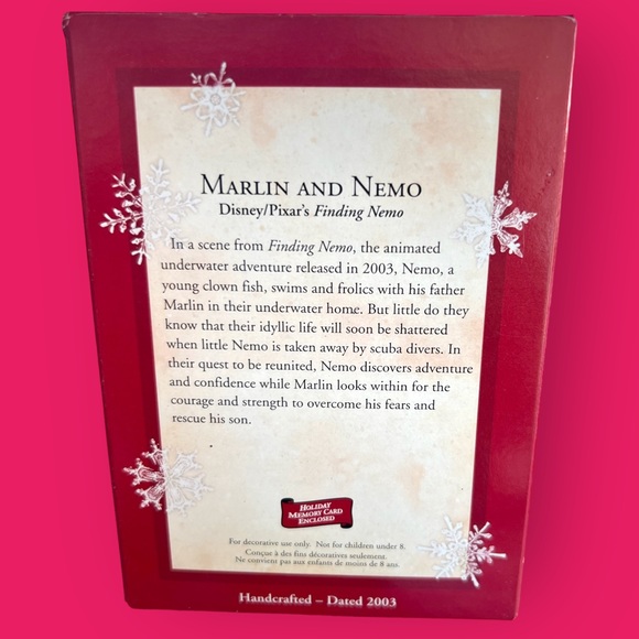 Hallmark Disney Pixar Finding Nemo and Marlin Keepsake Christmas Ornament 2003 - Picture 2 of 3